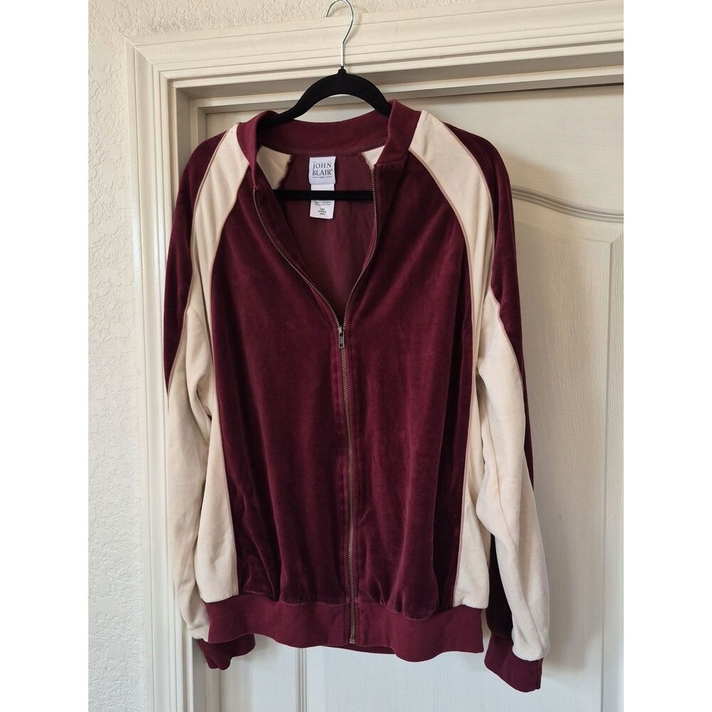 John Blair, vintage 75% Cotton Blend, Velour Zip Up Jacket